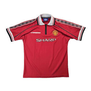 Umbro Vintage Manchester United Sharp Red Soccer Jersey Youth Boys 12 13 Years